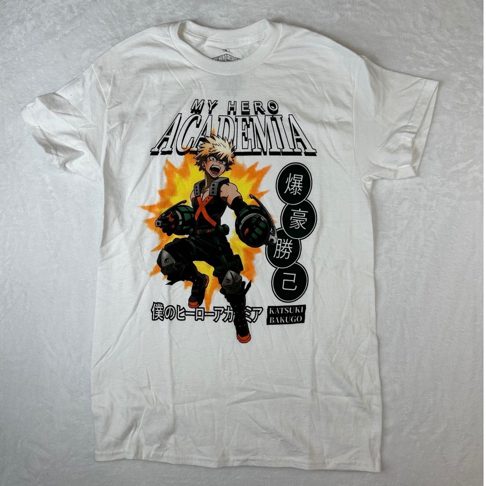 NWOT My Hero Academia Katsuki Bakugo White Graphic T-Shirt Ripple Junction Small